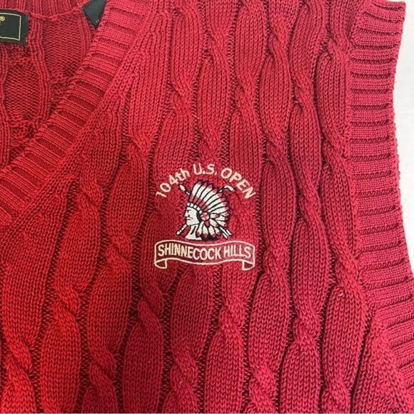 Bobby Jones Vintage Men’s Golf Sweater Vest 2004 US Open Shinnecock Red Size XL - Picture 3 of 7